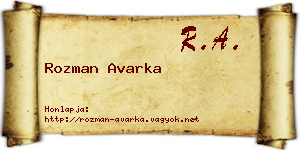 Rozman Avarka névjegykártya